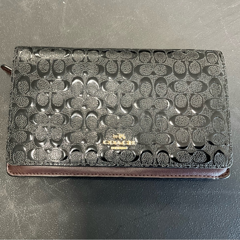 Coach Black and Brown Signature Wallet